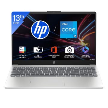 HP 15, 13th Gen Intel Core i5-1334U, (16GB DDR4,512GB SSD) Anti-Glare, Micro-Edge, FHD, 15.6\\\\\\\'\\\\\\\'/39.6cm, Win11, M365 Basic(1yr)* Office24, Silver, 1.59kg, fd0577TU, Iris Xe, FHD Camera w/Shutter Laptop