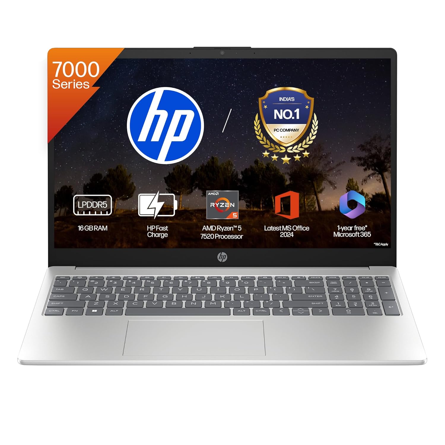 HP 15, AMD Ryzen 5 7520U,(16GB LPDDR5, 512GB SSD), Anti-Glare, Micro-Edge, FHD, 15.6\'\'/39.6cm, Win 11, Office 24,M365 Basic(1yr)*,Silver, 1.59kg, fc0690au, FHD Camera, Backlit KB Laptop