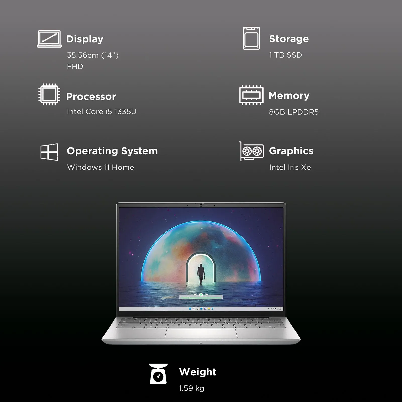 DELL Inspiron 5430 Intel Core i5 13th Gen (14 inch, 8GB, 1TB, Windows 11, MS Office 2021, Intel Iris Xe, FHD Plus Display, Platinum Silver