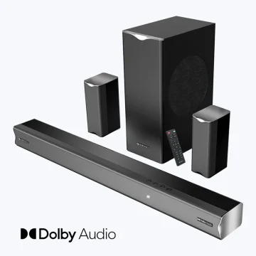 ZEBRONICS Juke BAR 9520WS PRO Dolby 5.1 500 Watts Soundbar with Subwoofer & Dual Wireless Satellites, LED Display, Bluetooth V5.3, HDMI (ARC), Optical in, USB, AUX, Wall Mount Bracket & Fasteners