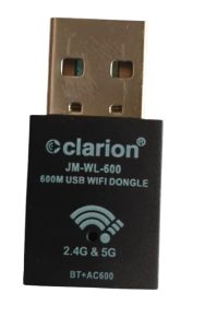 Clarion JM-WL-600 Wi-Fi + Bluetooth 4.2 600Mbps Dual Band USB Adapter | 2.4G & 5G Bands, Nano Size Dongle, USB 3.0, WPA Security, 802.11b/g/n/ac