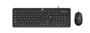 HP KM160 Wired Keyboard and Mouse Combo Full-Size Keyboard, 1600 DPI Ergonomic Optical Sensor Mouse, Instant USB Plug-and-Play, 12 Shortcut Keys, Adjustable Slope Keyboard (3-Years Warranty)