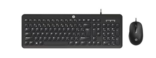 HP KM160 Wired Keyboard and Mouse Combo Full-Size Keyboard, 1600 DPI Ergonomic Optical Sensor Mouse, Instant USB Plug-and-Play, 12 Shortcut Keys, Adjustable Slope Keyboard (3-Years Warranty)