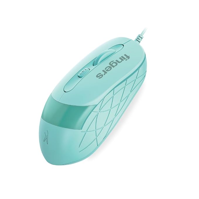 FINGERS SuperHit Wired Mouse with Advanced Optical Technology (Lightweight | Trendy Dual-Tone Design | Works Well with Windows, macOS, Linux) (Sea Blue)