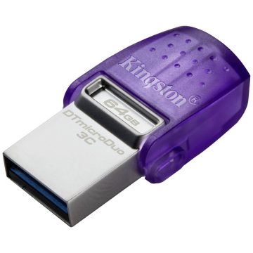 Kingston DataTraveler microDuo 3C 64GB USB-C & USB-A Flash Drive 200MB/s Read USB 3.2 Gen 1 Duo Connector DTDUO3CG3/64GB