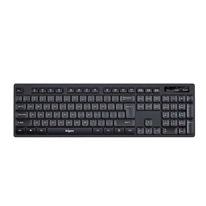 FINGERS ButterClicks Wired Multimedia Keyboard | Windows, macOS & Linux Compatible | 104 Keys Including 12 Quick Soft-Touch Media Controls & Rupee Key | Quite Typing | 10 Million Keystrokes (Black)