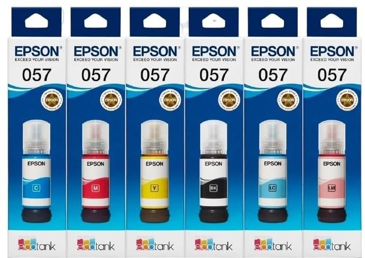 057 OG Ink Compatible with Epson L8050, L18050 Printer - Compatible Ink Bottle for Epson 057 Inktank Printer - (70gm x C/M/Y/Bk/LC/LM) Ink Bottles