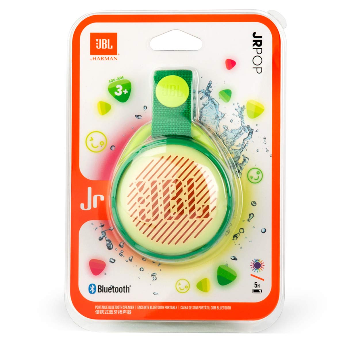 JBL Junior POP by Harman Portable Bluetooth Speaker with Multi Color Light Show & IPX7 Waterproof (Green)