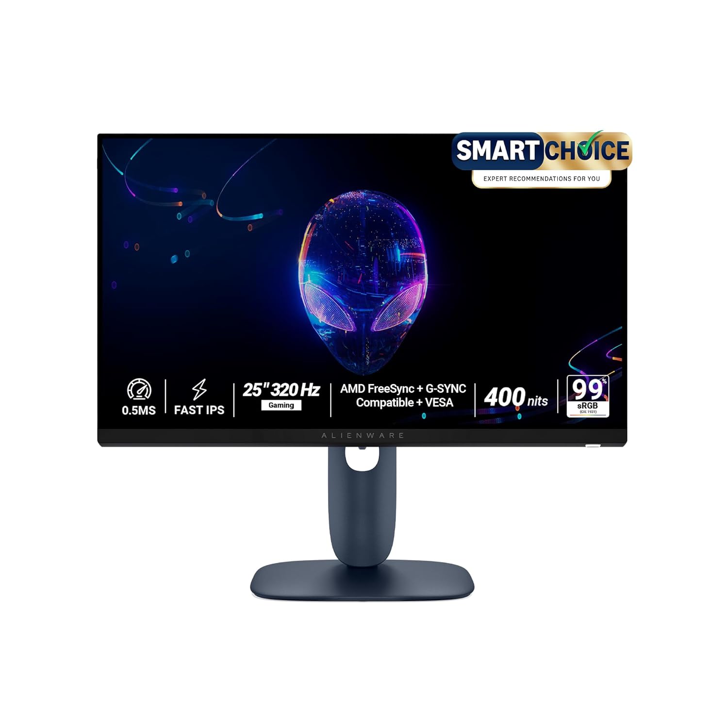 Alienware AW2525HM 25\" Gaming Monitor (SmartChoice)|FHD 320Hz Fast IPS|0.5ms GTG|NVIDIA G-Sync+AMD FreeSync Premium|Esports Grade Gameplay|Height Tilt Swivel Pivot|400nits|Sleek Black Design|DP+HDMI