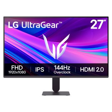 LG Ultragear 27G411A-B, 27 inch Full HD (1920 x 1080) IPS Gaming Monitor, 144Hz (O/C), 1ms MBR, NVIDIA G-Sync Compatible, AMD FreeSync, HDR10, HDMI, DisplayPort, Slim Stand, Black