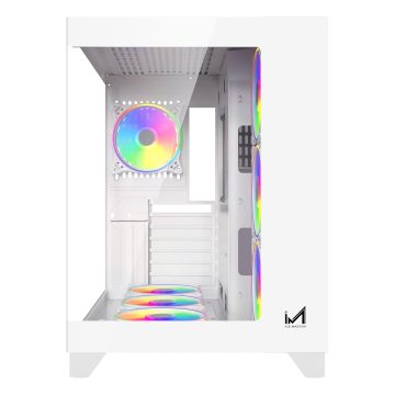 Dynamite XL Mid-Tower Computer Case/Gaming Cabinet - White (7 Argb Fans) | Support EATX,ATX, Micro-ATX, Mini-ITX | Pre-Installed 3 Side Fans, 1 Rear Fan & 3 Bottom Fans (White)