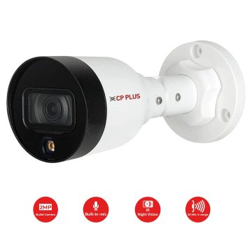 CP Plus 2MP Full HD IP Outdoor Bullet Camera | STQC Model | Model: CP-UNC-TA21L3C-LQ | Color Night Vision | IR Night Vision | 3.6mm Fixed Lens | Built-in Mic | IP67 Weatherproof