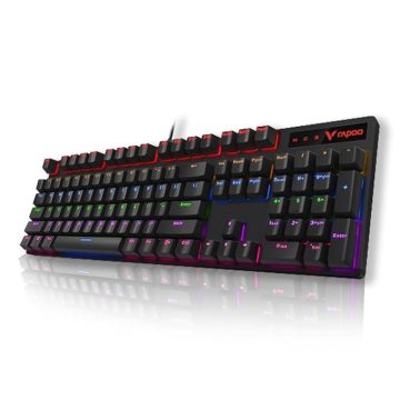 Rapoo V500 PRO Full Size RGB Mechanical Gaming Keyboard -Spill Resistant, Anti-Ghosting, Conflict Free Design, Compatible with Windows, macOS - Black