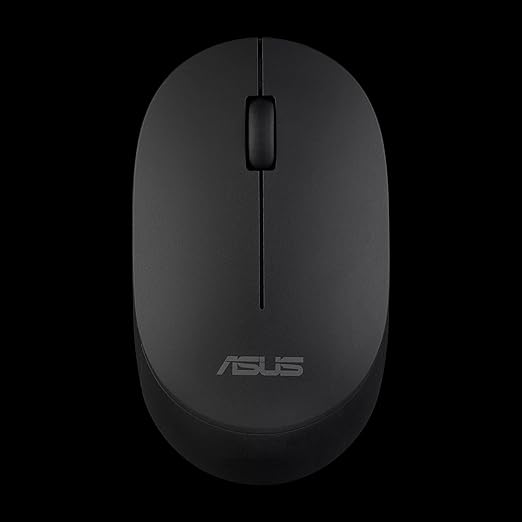 ASUS Wireless Mouse MW103, Silent Click Design with Ambidextrous Shape, 1600DPI Resolution, RF 2.4GHz Connectivity, 3 Years Warranty, Black