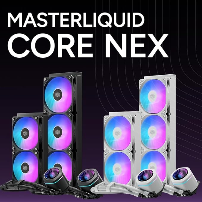 Cooler Master ML 360 Core Nex ARGB CPU Liquid Cooler Black | Support Latest LGA1851, LGA1700, AM5, AM4 Socket | Dual Chamber Pump | 360mm AIO | High Perfomance Fans | Infinity Mirror Design