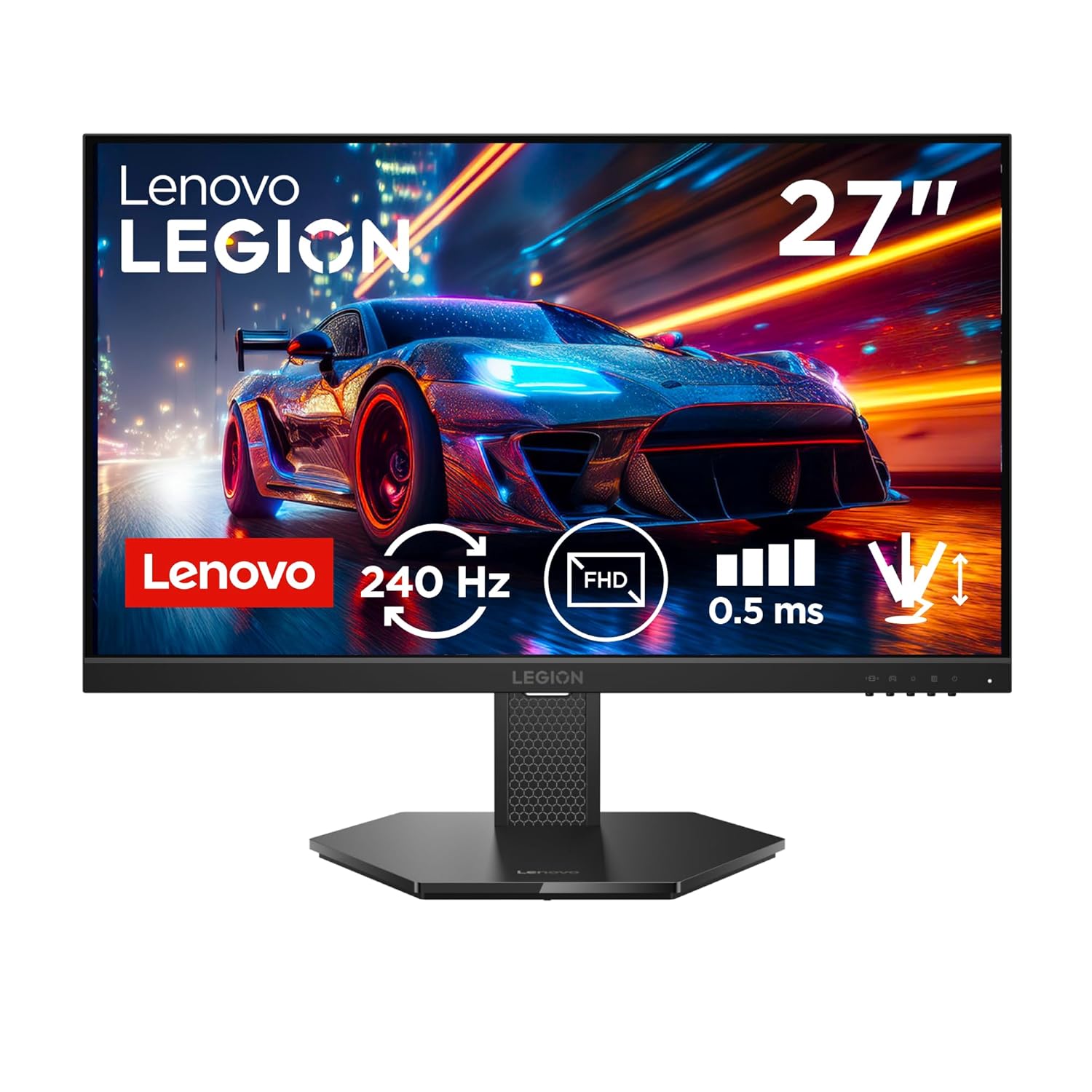 Lenovo Legion 27-10 | 27\" (68.58cm) FHD IPS 240Hz Gaming Monitor | 0.5ms, AMD FreeSync, NVIDIA G-Sync 99% sRGB, 2xHDMI 2.1 TMDS, 1xDP 1.4| Tilt, Swivel, Pivot, Height Adjust | Black | 68C5GAC4IN