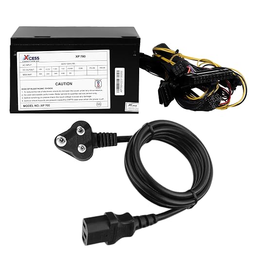 XCESS 800W Switch Mode Power Supply | Active PFC | Sleeved Cables | 4 SATA & Dual IDE Connectors | Dual Molex | Stable Power Output | Reliable & Durable Power Supply for Gaming PCs
