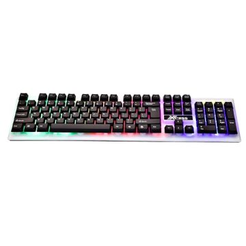 Xcess XK505U Wired USB Standard Gaming Keyboard Compatible with Desktop (White, Black)