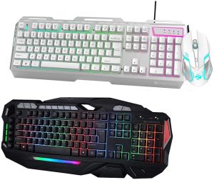 ZEBRONICS Zeb-Magnus USB Gaming Keyboard with LED Lights & Zeb-Transformer Gaming Keyboard and Mouse Combo (USB, Braided Cable) White with Silver