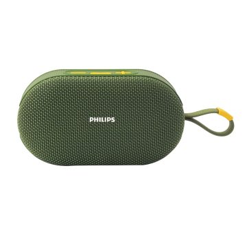 PHILIPS TAS1400GY Wireless Bluetooth Speaker with Deep Bass, Passive Radiator, 12W Sound Output, 1200mAh Rechargable Battery, RGB Light Modes, 10H Playtime, Supports TF/USB (Willow Bough)
