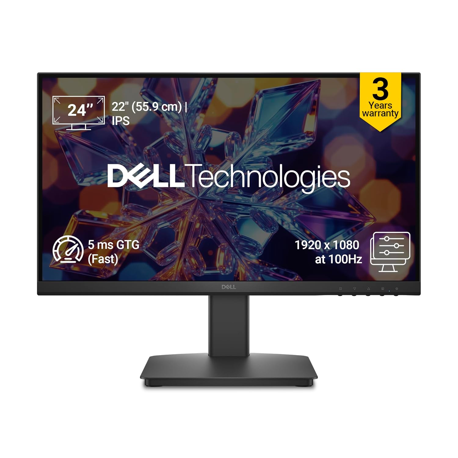 Dell SE2226HX 22\\\" (54.6cm) Full HD IPS Monitor, 100Hz Refresh Rate, 5ms Response, HDMI & VGA Ports, TÜV Rheinland 3-Star Eye Comfort Certified