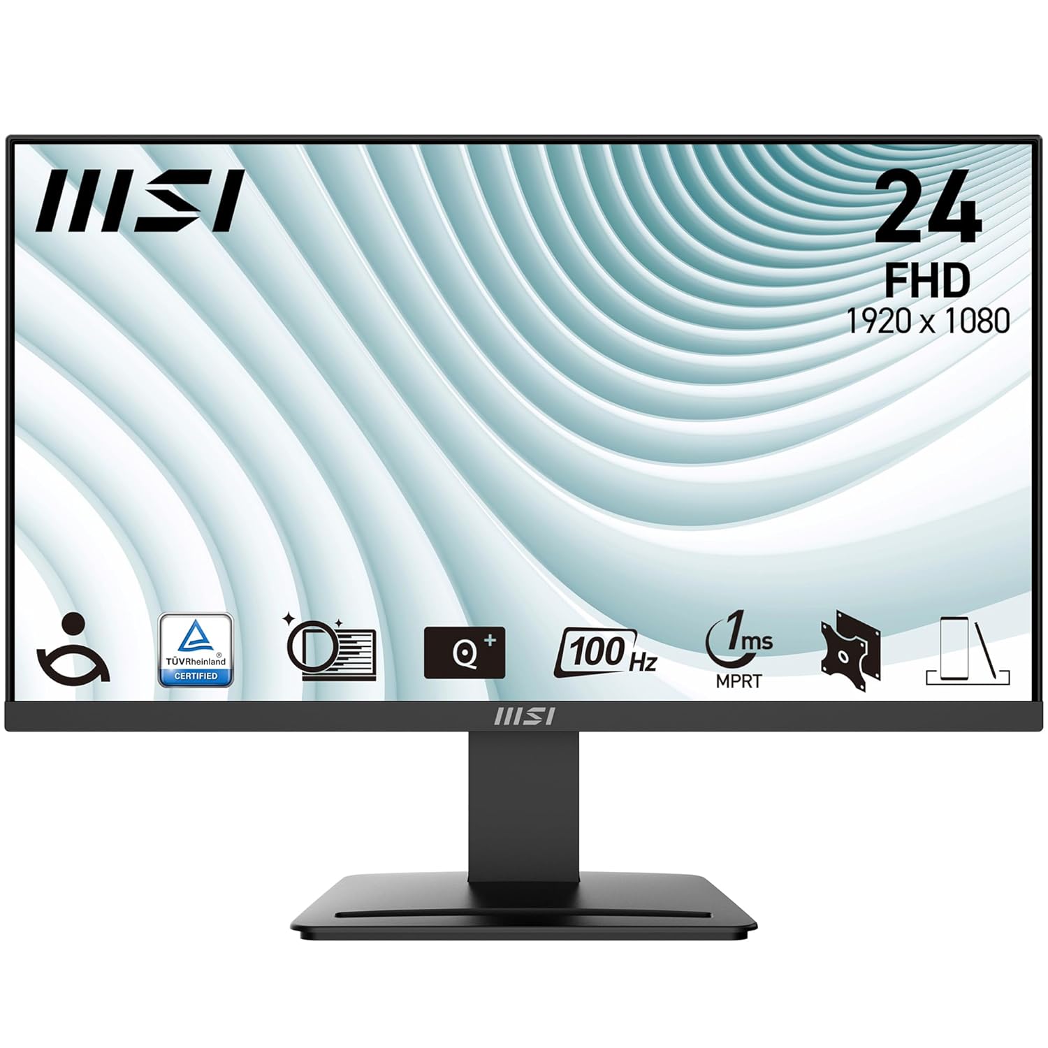 MSI PRO MP2412, 23.8-inch, Wide View Panel, FHD 1920x1080, 100Hz, Black, Eye-Friendly Screen, VESA Mountable, Display Kit Support, Tilt Adjustable, HDMI 1.4b, DP 1.2a Monitor