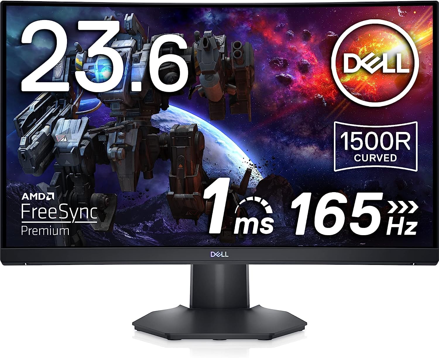 Dell-S2422HG 24\" (60.96 cm) FHD Curved Screen (1500R) Gaming Monitor, 165 Hz, 1ms, Brightness: 350 Cd/M²,Anti-Glare 3H Hardness, LED Edgelight System, 16.7M Colors, 3 Year Warranty, Black