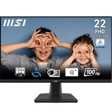MSI PRO MP225, 21.5 Inch (54.61 cm), IPS Panel, Full HD 1920 x 1080, 100 Hz, Black, Eye-Friendly Screen, Tilt-Adjustable, HDMI, D-Sub (VGA) Monitor