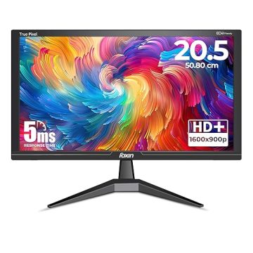 Foxin 20.5 inch (52.07 cm) Crystal Flat LED Monitor | HD 1600 x 900p True Pixel Display | HDMI & VGA Input | 5ms | 60Hz | Slim & Wall Mountable | 16.7M Colors | Desktop/Office/CCTV Use | Black