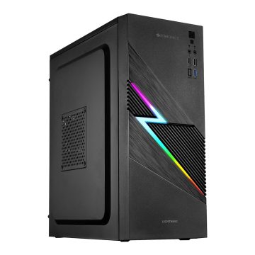 ZEBRONICS Lightning Cabinet/Case, Mini-Tower, Supports ATX | mATX | ITX, 80mm Cooling Fan, Multicolor Lightning LED Strip, 7 Expansion Slot for PCIe, USB 3.0, 3X USB