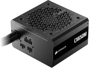 CORSAIR CX-M Series, CX650M ATX 3.1 Cybenetics Bronze Semi-Modular Power Supply â€” Native 12V-2x6 Cable â€” ATX 3.1 & PCIe 5.1 â€” Low Noise â€” 105C Capacitors â€” 7-Year Warranty