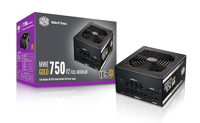 Cooler Master MWE 750 Gold V2 Power Supply - Fully Modular | 80 Plus Gold Certified | 120mm HDB Fan | DC-to-DC Circuit Design | 2 EPS Connectors | 750 Watt