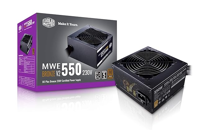 Cooler Master MWE 550 Bronze V2 Power Supply - Non-Modular | 80 Plus Bronze Certified | 120mm HDB Fan | DC-to-DC Circuit Design | ATX 2.52 Version | 550 Wat