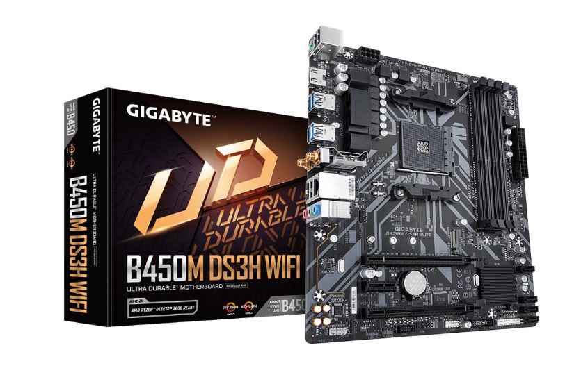 Gigabyte B450M DS3H WiFi (AM4/ AMD B450/ SATA 6GB/s/USB 3.1/ HDMI/WiFi/Bluetooth/AMD Motherboard)
