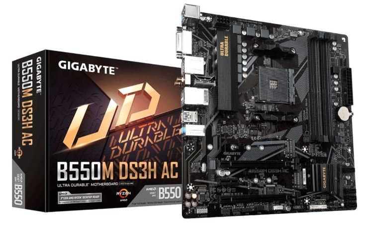 Gigabyte AMD B550 Ultra Durable Motherboard with Pure Digital VRM Solution, PCIe 4.0 x16 Slot, Dul PCIe 4.0/3.0 M.2 Connectors (B550M DS3H AC)