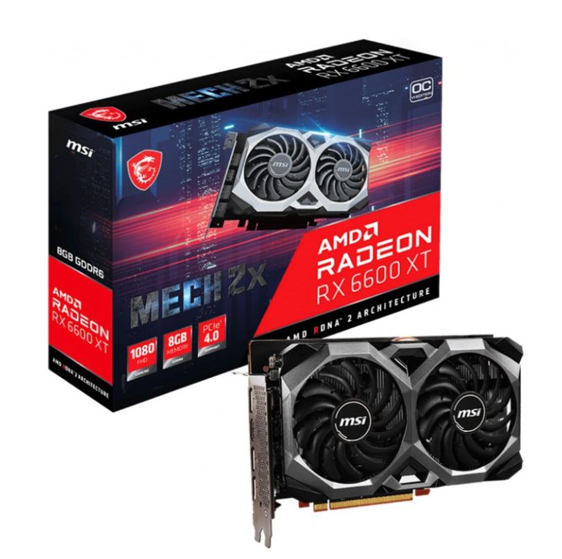 MSI Radeon RX 6600 XT MECH 2X 8G OCV1 GDDR6 8 GB AMD Radeon Chipset 128 bit 2602 MHz Graphics Card (Black)