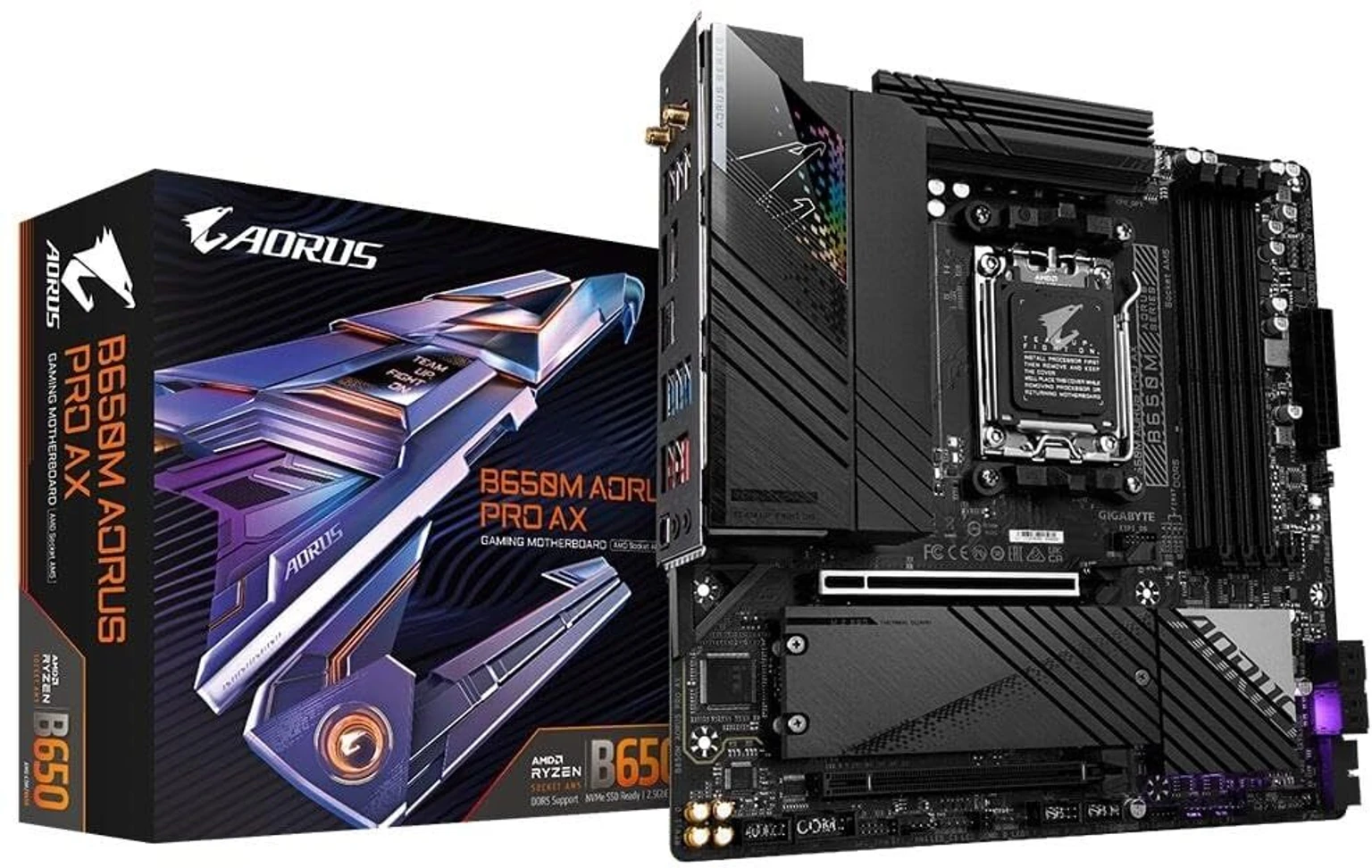 GIGABYTE B650M AORUS PRO AX, Dual Channel DDR5, Unparalleled Performance AM5Socket Micro-ATX AMD B650 Chipset DDR5 Motherboard for Desktop