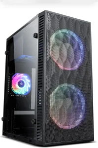 Xcess Crossbar Diamond Mini ATX Gaming Computer Case FULL TOWER Cabinet with USB 2.0 and USB 3.0 Ports Compatible with Computer (Black)