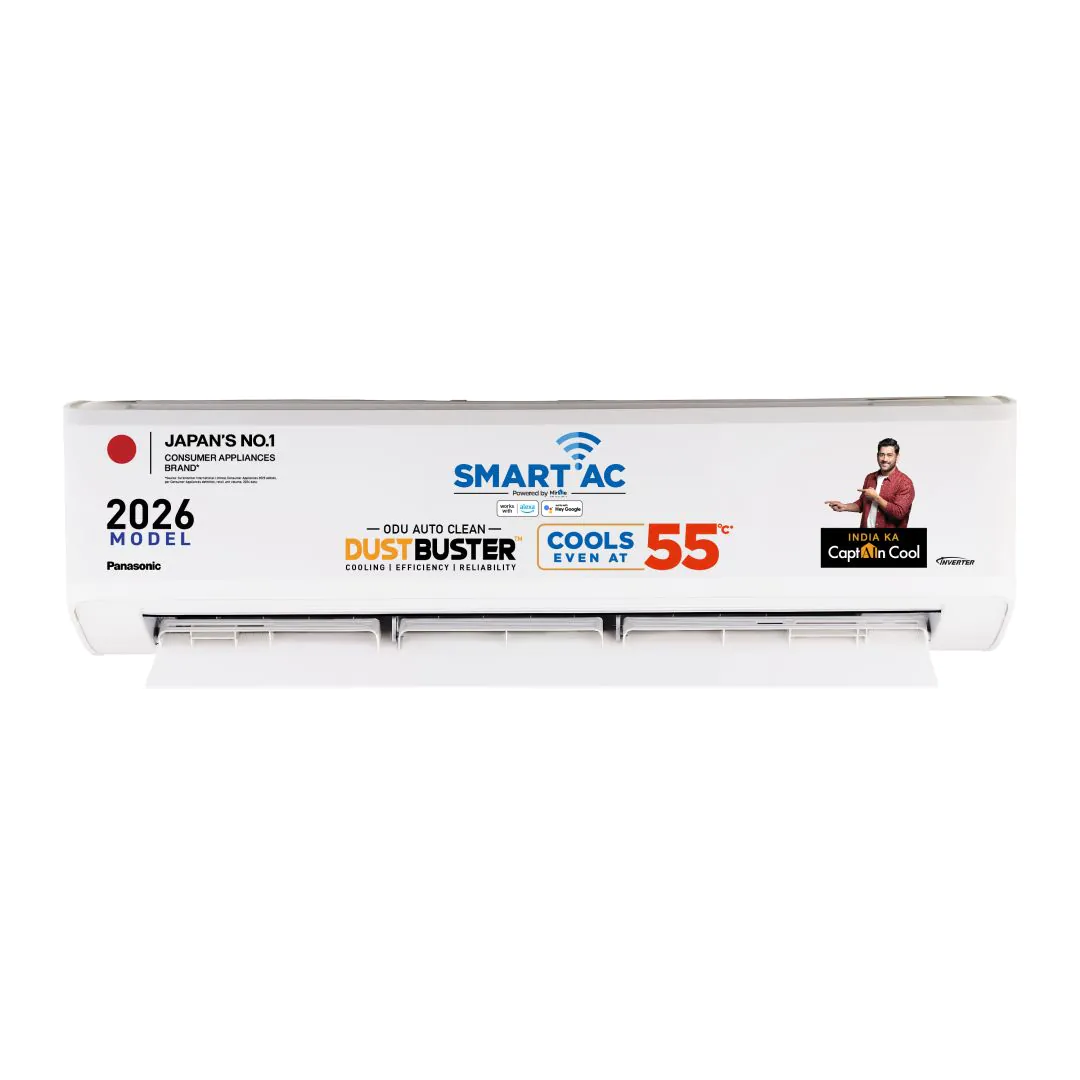 Panasonic 1.5 Ton 5 Star Premium WiFi Inverter Smart Split AC (DustBuster Technology, Matter Enabled, AI, 55°C Operation, Higher Airflow, Copper Condenser, 8in1 Convertible, 4-Way Swing, PM0.1 Filter, CS/CU-NU18BKY5WX, 2026 Model, White)