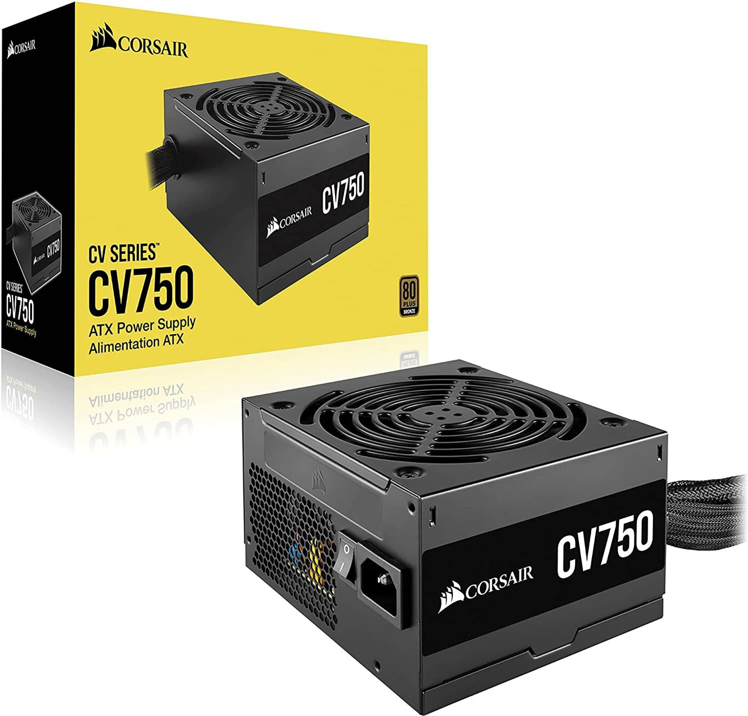 Corsair CV750 750 Watts Gaming PSU with 3 SATA Cables (Black)