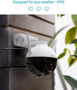 EZVIZ By Hikvision The C8C Outdoor WiFi Supports 1080p Motorized Pan-Google Assistant And Alexa.