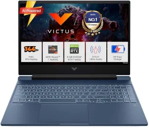 HP Victus AMD Ryzen 7 7445HS - (16 GB/512 GB SSD/Windows 11 Home/6 GB Graphics/NVIDIA GeForce RTX 4050/144 Hz) 15-fb3118AX Gaming Laptop (15.6 inch, Blue, 2.29 kg, With MS Office)