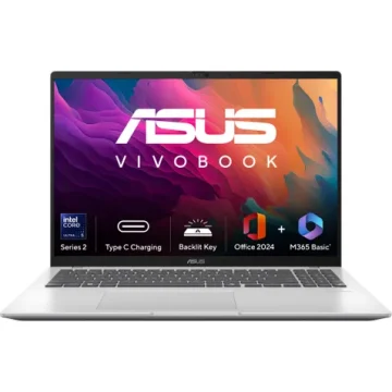 ASUS Vivobook 16, AI Powered Light Weight Laptop, Intel Core Ultra 5 225H (16GB/512GB/Intel Graphics/40.64 cms (16) WUXGA/Windows 11 Home/Office Home 2024 + M365 Basic (1 Year Validity)*) X1607CA-MB142WS