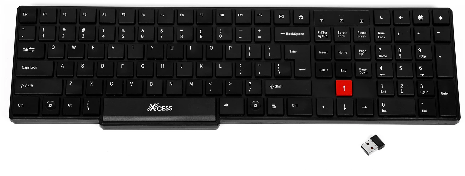Xcess XK303W Wireless Standard Desktop Keyboard Compatible with Desktop, Laptop, Mac (Black, Red)